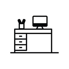 office desk icon with white background vector stock illustration