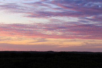 Naklejka na ściany i meble Sunset over wind farm, outback NSW Australia