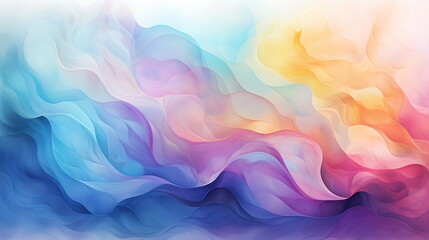 Abstract waves of pastel hues in a fluid dynamic, digital art suitable for calming wallpaper or creative canvas print. - obrazy, fototapety, plakaty