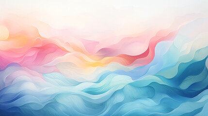 Fototapeta na wymiar Abstract waves of pastel hues in a fluid dynamic, digital art suitable for calming wallpaper or creative canvas print.