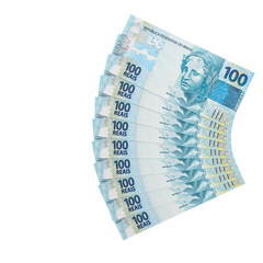 Notas de 100 reais dinheiro brasileiro 3d render isolado