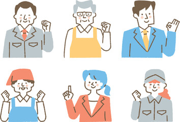 色々な仕事をしている男女のセット_色