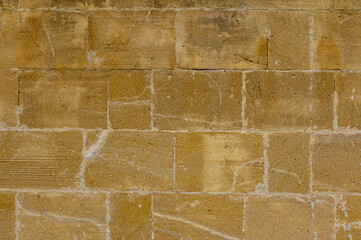 Orange Yellow Brick Wall with Long Bricks for Interesting Background