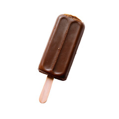 Chocolate ice cream on a stick. Isolated on transparent background.
