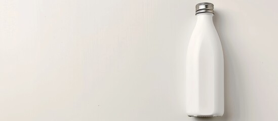 Close-up image of a white matte reusable steel water bottle isolated on a white background, with space for text.