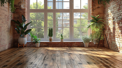  Modern Loft Interior with Plants and Wooden Floor
