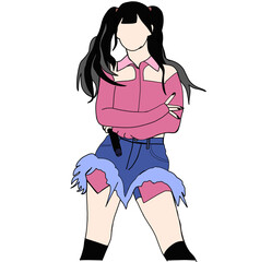 Illustration vector of Kpop fashion stage. idols of Koreans performing. K-pop female fashion idol. female singer who is singing wearing beautiful clothes