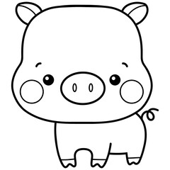 Doodle black and white pig