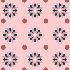 abstract flowers pattern in pink and dark green