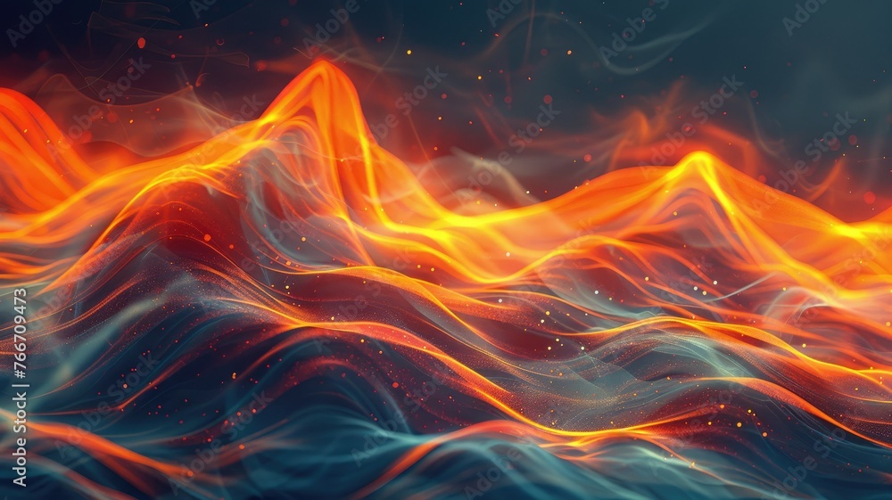 Poster abstract fiery digital wave pattern design - blazing digital wave pattern captures the essence of fi