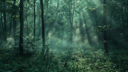 Mist rising from a forest floor AI generated illustration