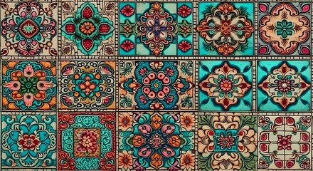 Mosaic flower tile, background, texture