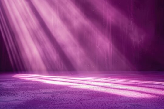 Abstract purple light rays in a misty environment - Mysterious purple light streaming through a haze casts an ethereal glow, evoking a sense of wonder or mystical presence