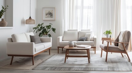 Scandinavian-inspired furniture with clean simple lines    AI generated illustration