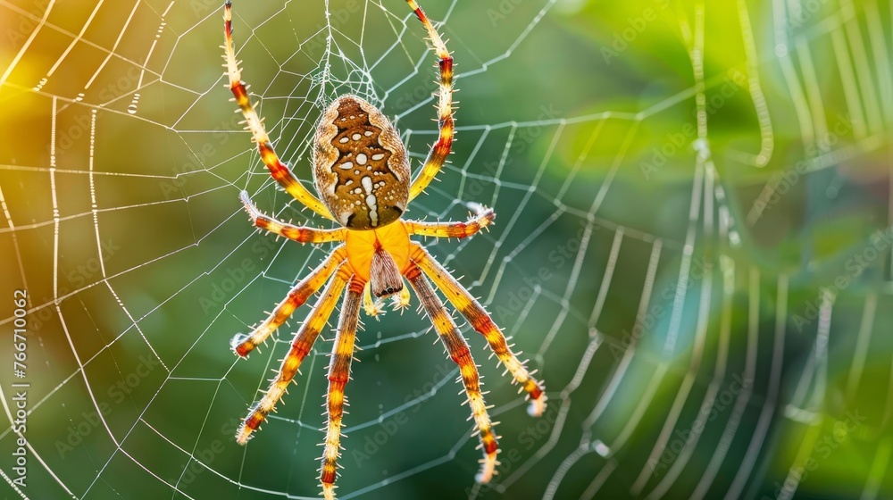 Poster the intricate design of a spider weaving its web ai generated illustration