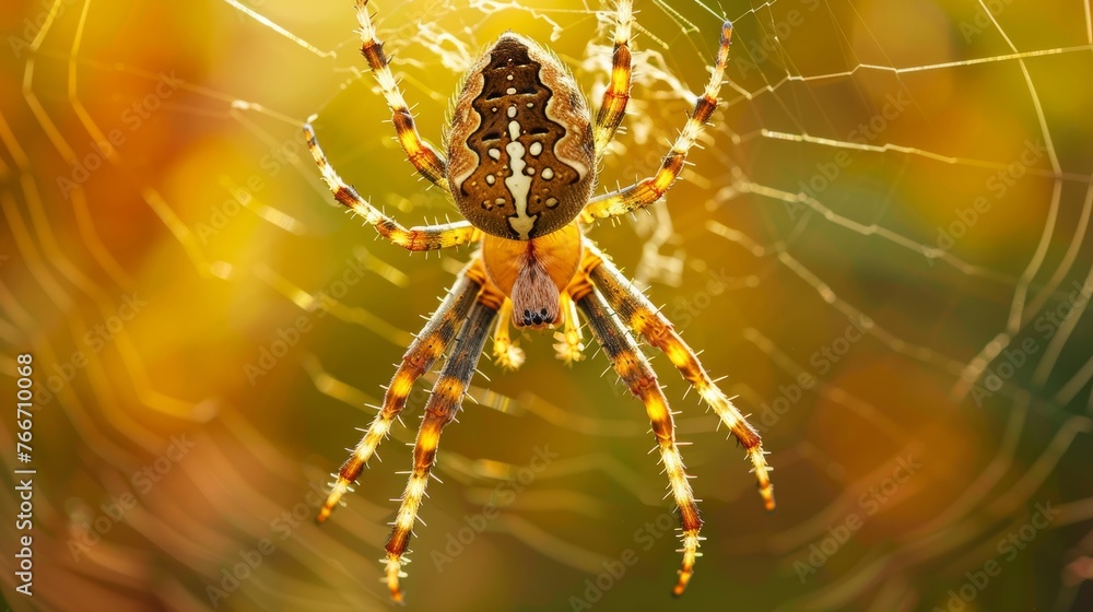 Poster the intricate design of a spider weaving its web ai generated illustration