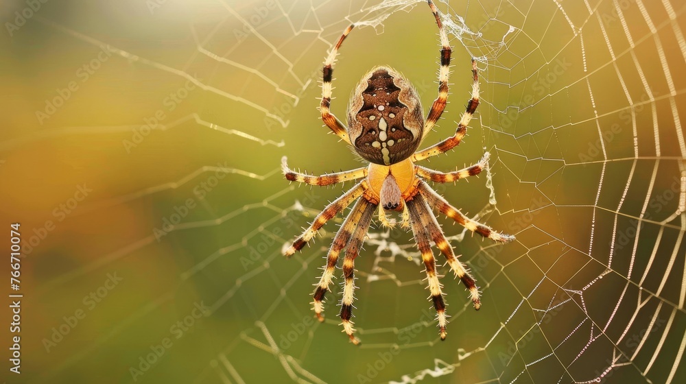Poster the intricate design of a spider weaving its web ai generated illustration