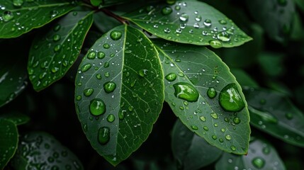 Water droplets on a leaf    AI generated illustration