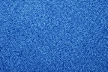 Blue fabric background. Linen tablecloth texture, top view - 766710228