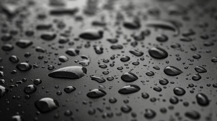Water droplets on a metal surface    AI generated illustration