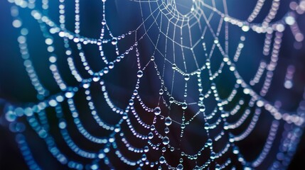 Water droplets on a spiders web    AI generated illustration
