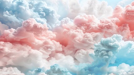 Whimsical clouds in shades of cotton candy pink   AI generated illustration