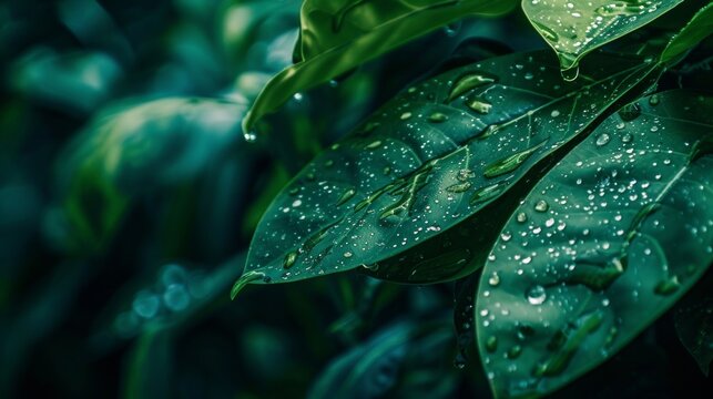 Water droplets on a leaf    AI generated illustration