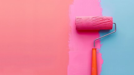 Obraz premium Paint wall with roller banner wallpaper background