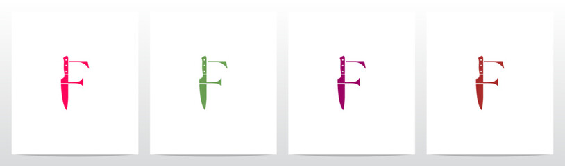 Kitchen Knife on Letter Initial Logo Design F