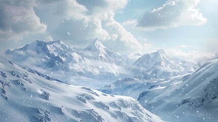 Fototapeta na wymiar Snow mountain pic winter panorama wallpaper background