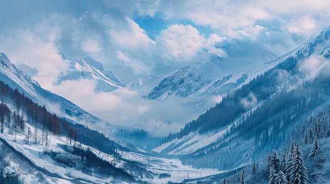 Snow mountain pic winter panorama wallpaper background