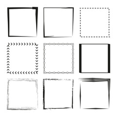 Nine vector frames collection. Geometric and decorative styles. Ideal for presentations. Vector illustration. EPS 10.