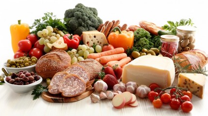 A large assortment of vegetables and fruits on a table, AI