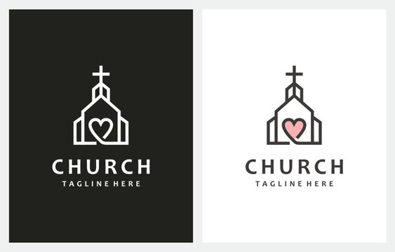 Christian Church Lovers Cross Gospel Line Art logo design inspiration