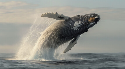 Fototapeta premium Heavyweight Champion: A Massive Whale's Gravity-Defying Leap,generated by IA 