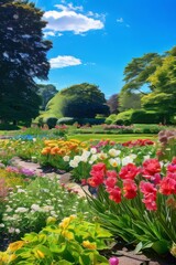 Butchart Garden, A sunny day is depicted