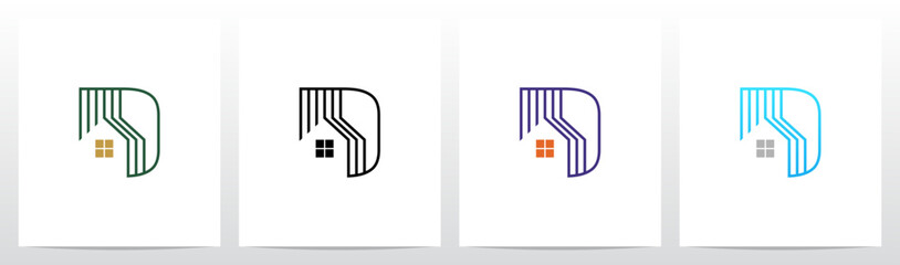 House Outline Negative Space on Letter Initial Logo Design D