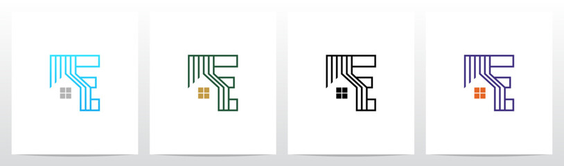 House Outline Negative Space on Letter Initial Logo Design E