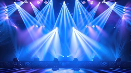 Concert stage. Online event entertainment concept. Background for online concert. Stage spotlights....
