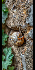 A snail hiding in a hole