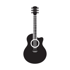 Obraz premium Guitar Silhouette Collection, Guitar Silhouette Art, Black and White Guitar Vector, Guitar Silhouette Ensemble, Classic Guitar Silhouette Artistry, Retro Silhouette Illustration