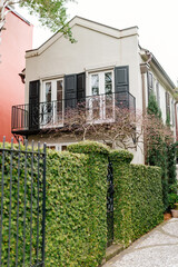 Beautifully historic streets in an old town. Beautiful landscape design. Charleston, South Carolina, USA - March 23, 2024