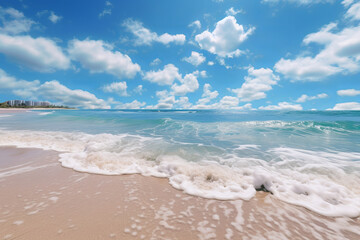 The bird's-eye view captures the dynamic beauty of beach waves and pristine sand, showcased by AI Generative.