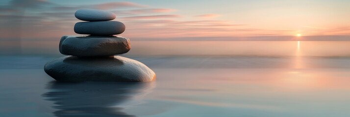 a stack of rocks sitting on top of a body of water