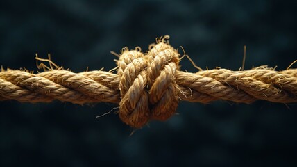 Frayed rope about to break concept for stress, problem, AI Generative - obrazy, fototapety, plakaty