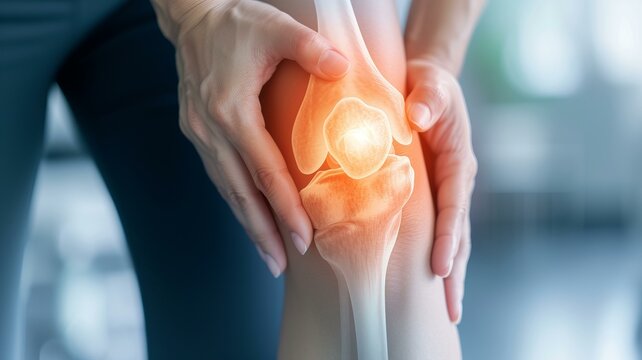 image of a close up knee with a patient experiencing arthritis pain, AI Generative