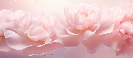 A closeup shot captures a row of vibrant pink flowers against a soft pink background, creating a stunning image of beauty and serenity