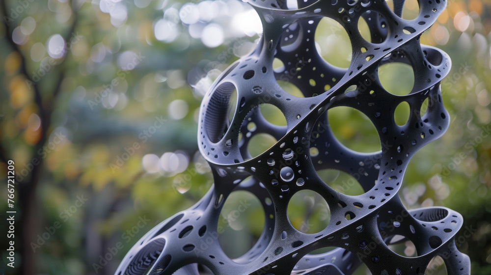 Poster an intricate latticelike sculpture made of interlocked reconfigurable matter showcasing the limitles
