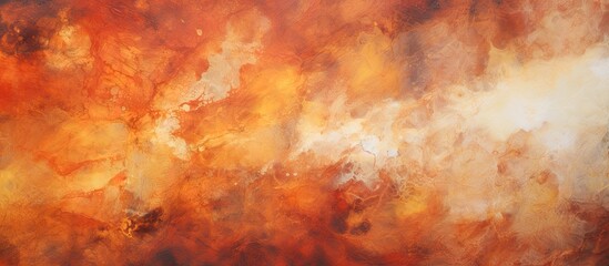 Obraz na płótnie Canvas Vivid abstract artwork portrays a dramatic red and orange sky filled with billowing clouds, capturing a fiery and dynamic atmosphere