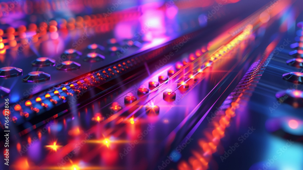 Poster a zoomedin shot of a laser beam being used to manipulate the properties of individual quantum dots s